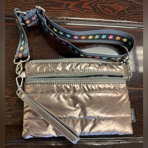 Metallic Crossbody Bag with Star Strap